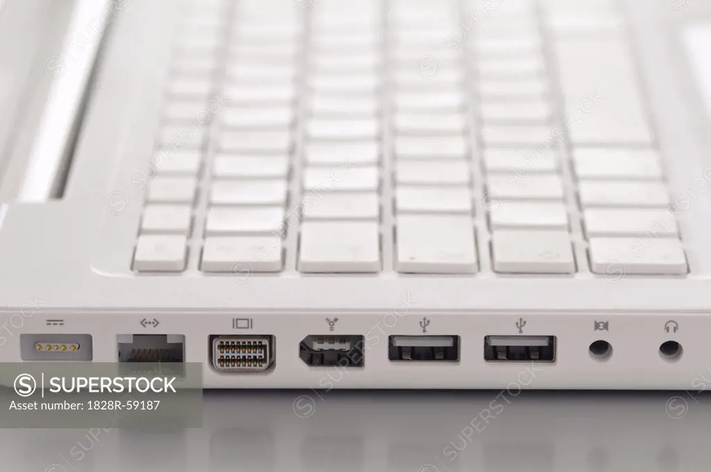 Computer Keyboard Showing Cable Ports   