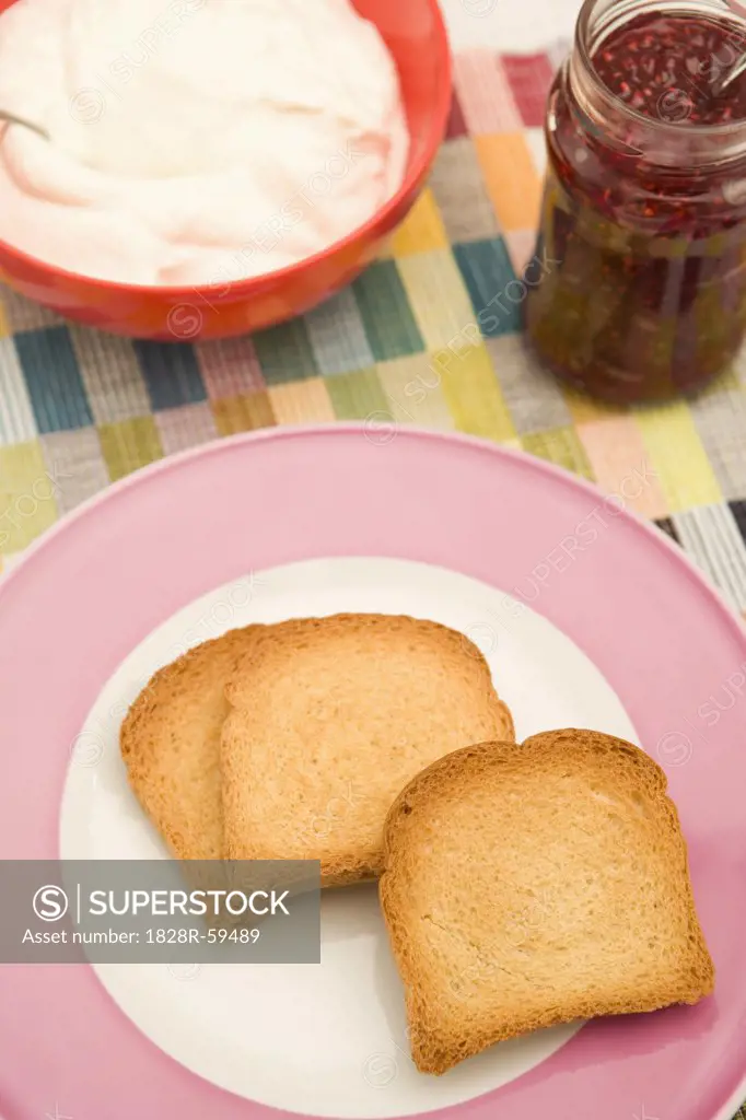Rusk Biscuits With Yogurt and Jam   