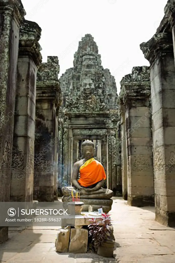 Buddha Statue at Bayon Temple, Angkor Thom, Angkor, Cambodia   