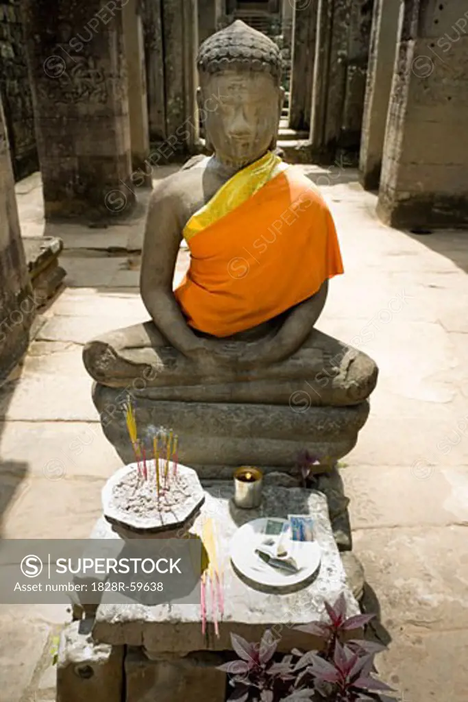 Buddha Statue at Bayon Temple, Angkor Thom, Angkor, Cambodia   