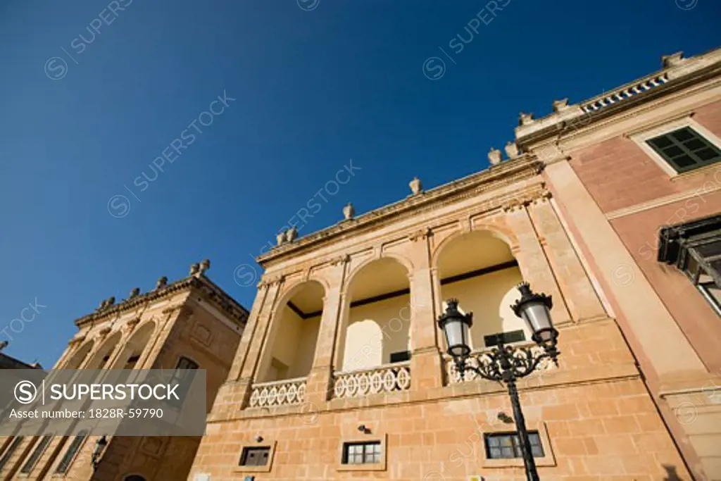Lampost by Buildings, Minorca, Spain   