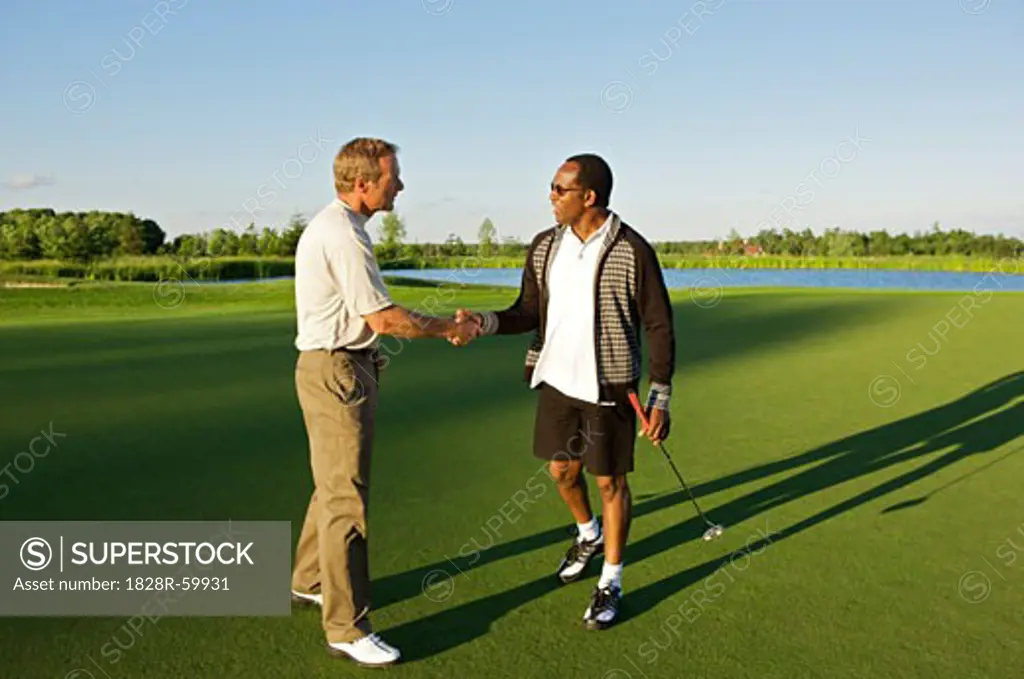 Men Shaking Hands on the Golf Course, Burlington, Ontario, Canada   