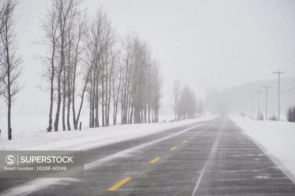Highway in Winter, Ontario, Canada   