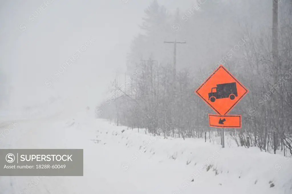 Highway in Winter, Ontario, Canada   