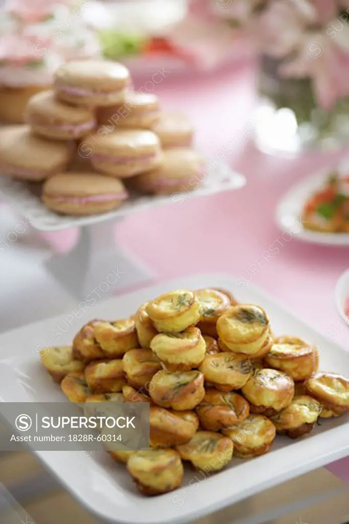 Party Buffet, Cheese and Dill Puffs, Meringue Cookies   