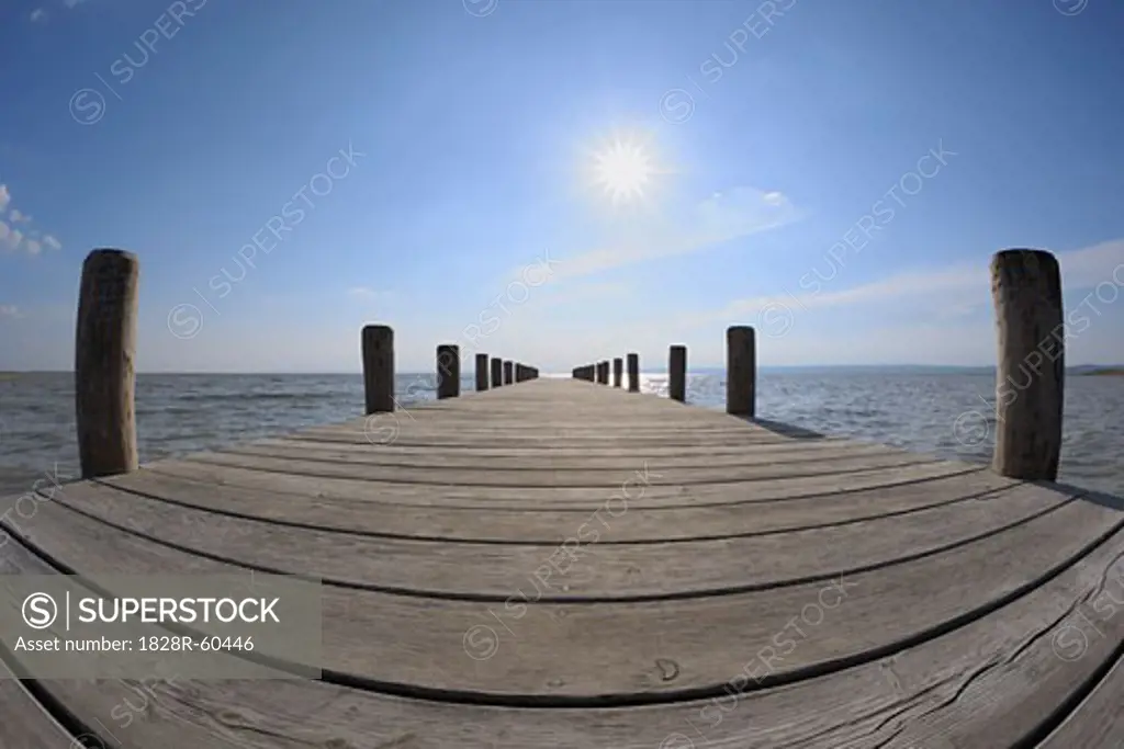 Wooden Dock, Lake Neusiedl, Burgenland, Austria   