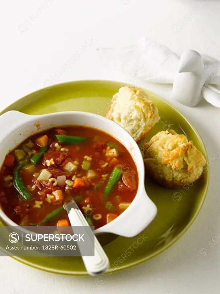 Minestrone Soup and Cheese Muffins   