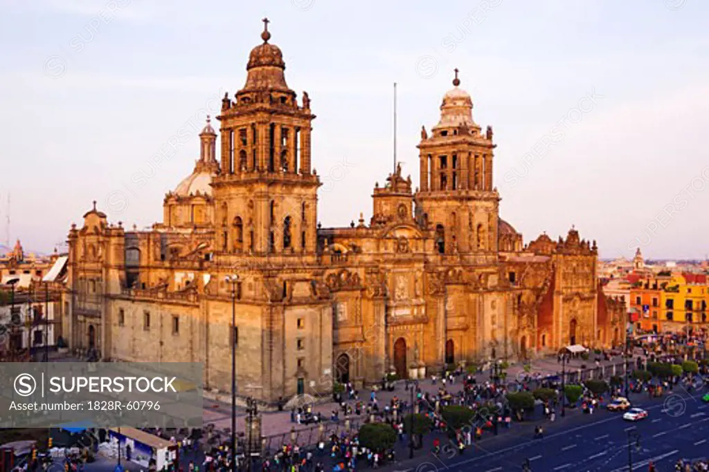 Mexico City Metropolitan Cathedral at Dusk, Mexico City, Mexico   