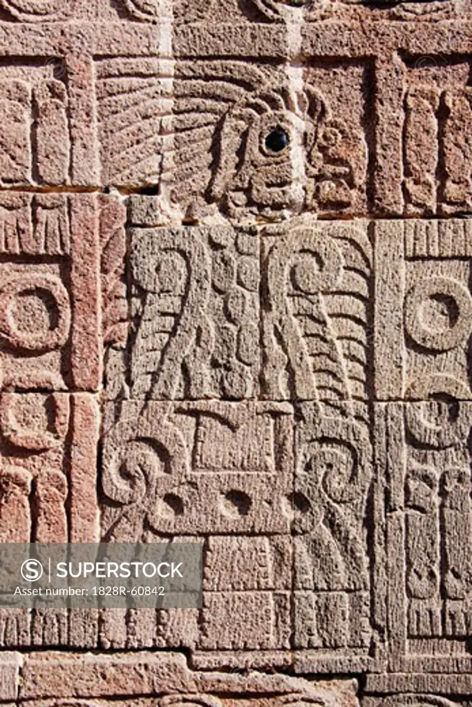 Carving in Quetzalpapalotl Palace, Teotihuacan Archaeological Site, Mexico   