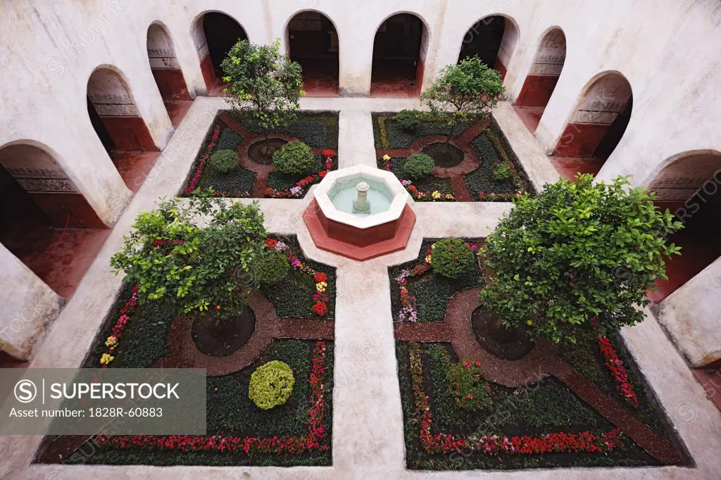 Courtyard in Ex-Convento de la Natividad en Tepoztlan, Tepotzlan, Morelos, Mexico   