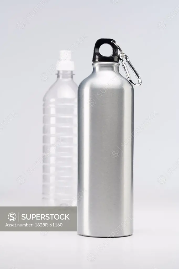 Metal Water Bottle and Plastic Bottle   