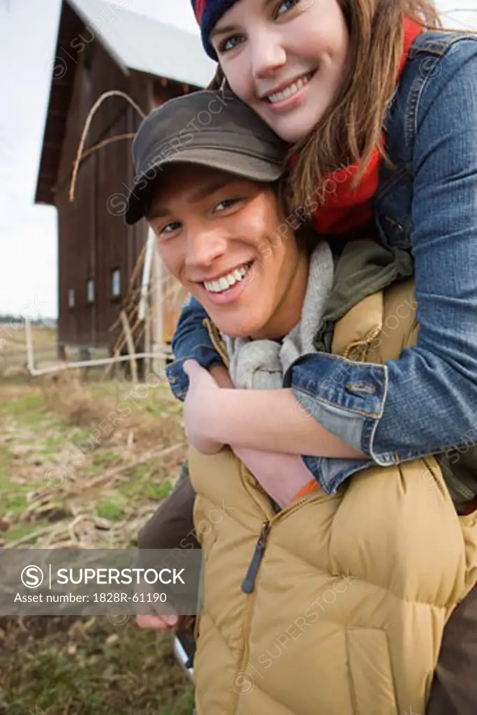Portrait of Young Couple on a Farm in Hillsboro, Oregon, USA   