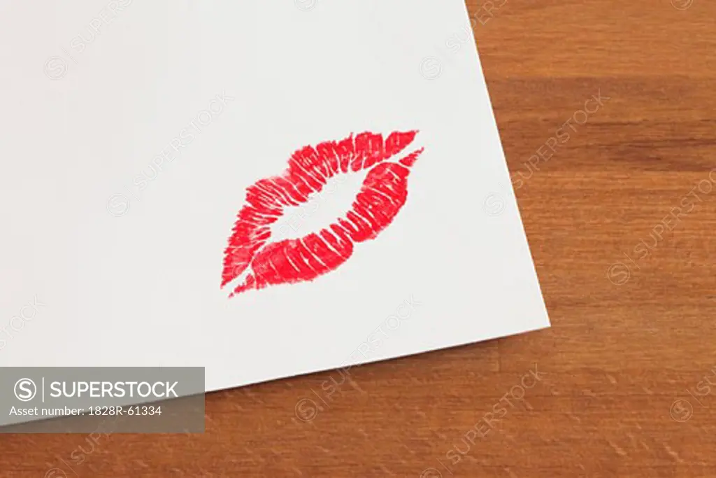 Lipstick Mark on a Piece of Paper   