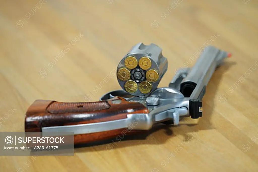Close-up of Smith and Wesson Revolver   