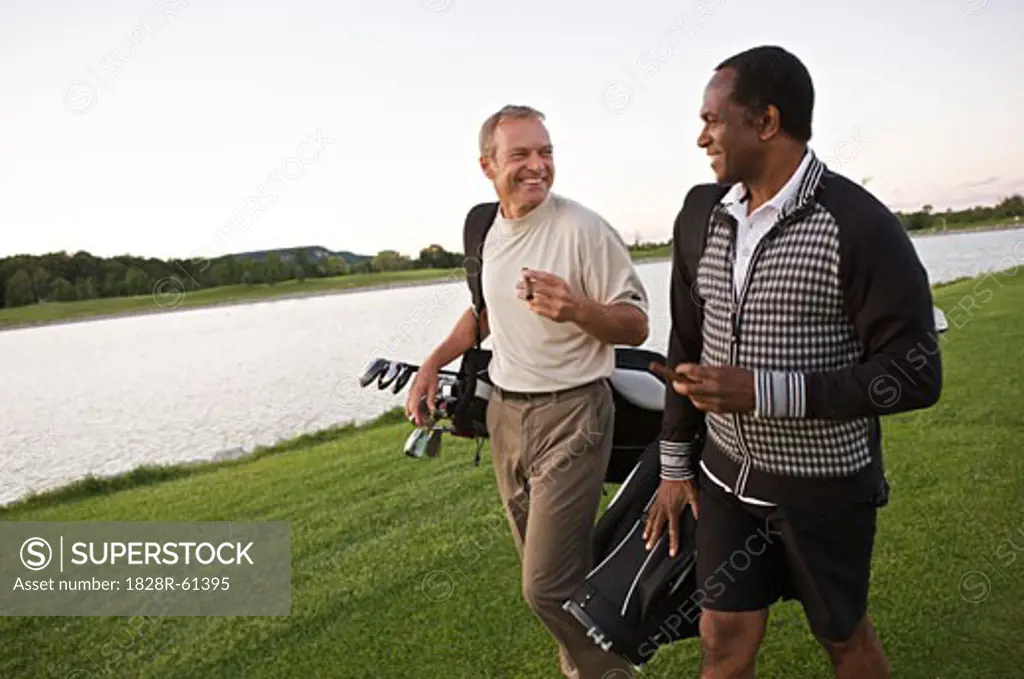 Men Walking on Golf Course, Burlington, Ontario, Canada   