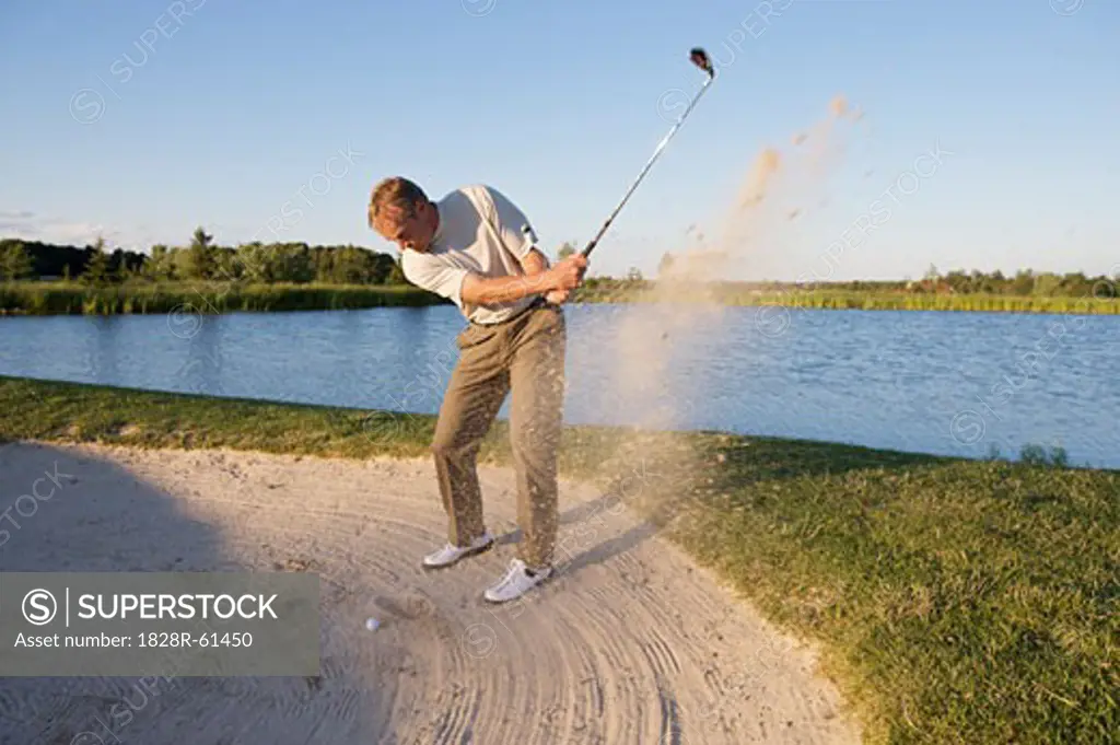 Man Golfing, Burlington, Ontario, Canada   