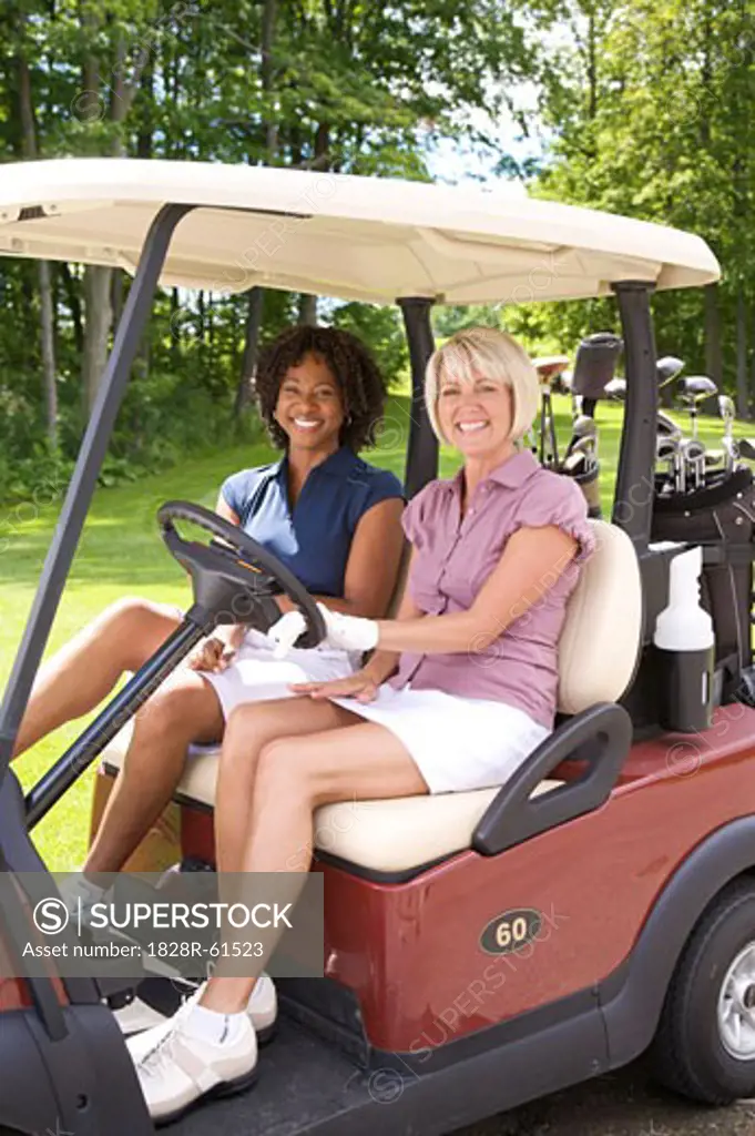 Women Sitting in Golf Cart, Burlington, Ontario, Canada   