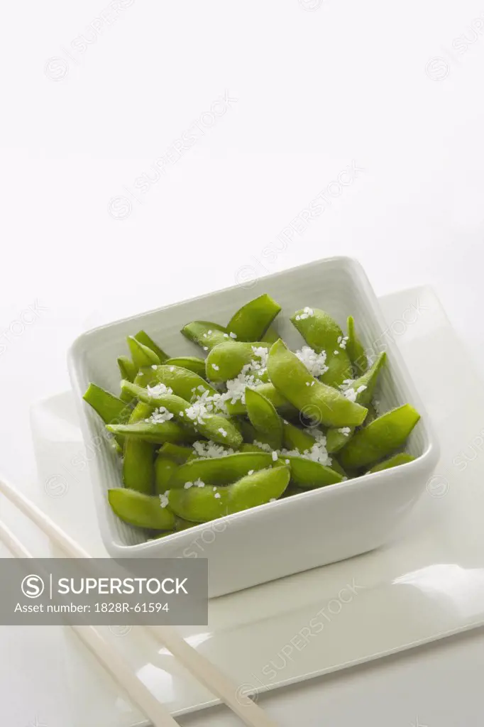 Still Life of Edamame in Bowl   