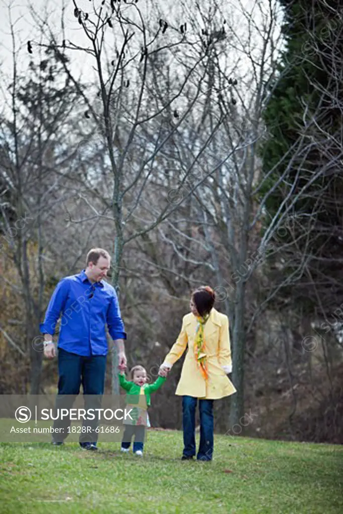 Family Walking in the Park, Bethesda, Maryland, USA   