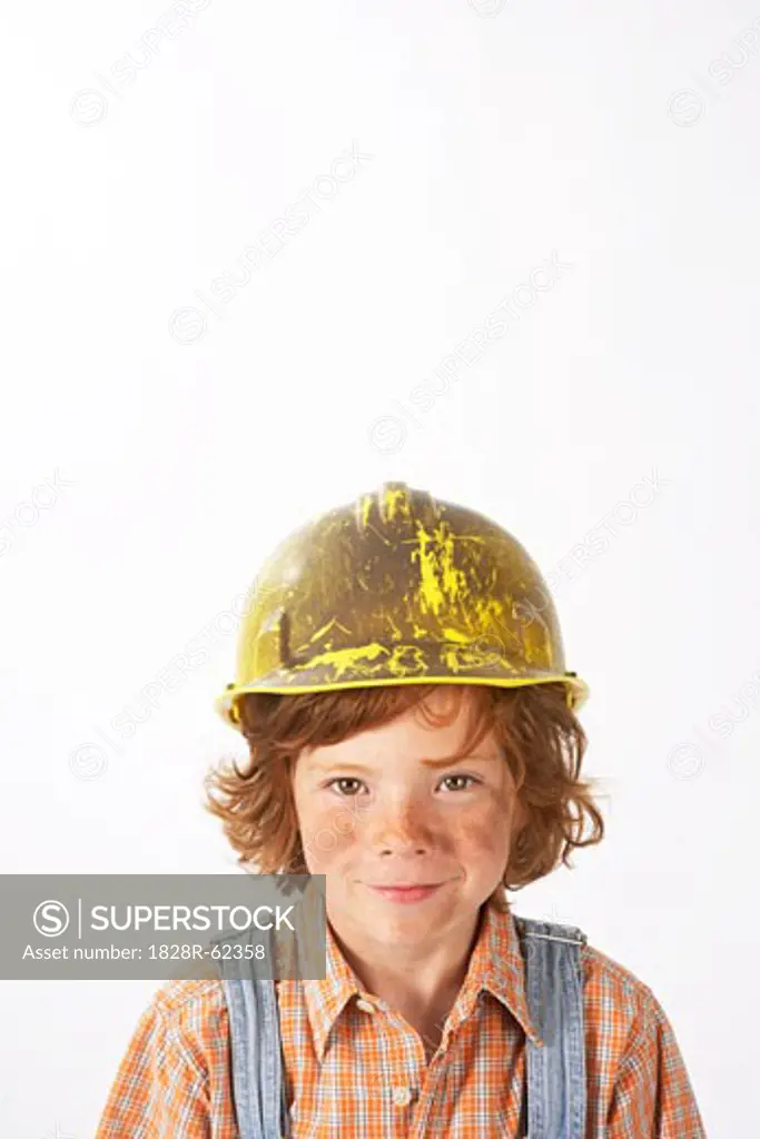 Little Boy Dressed Up as Construction Worker