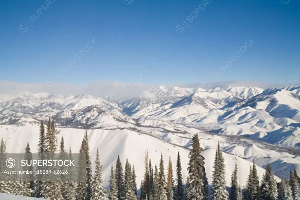 Sawtooth Range View From Mount Baldy, Sun Valley Resort, Idaho, USA