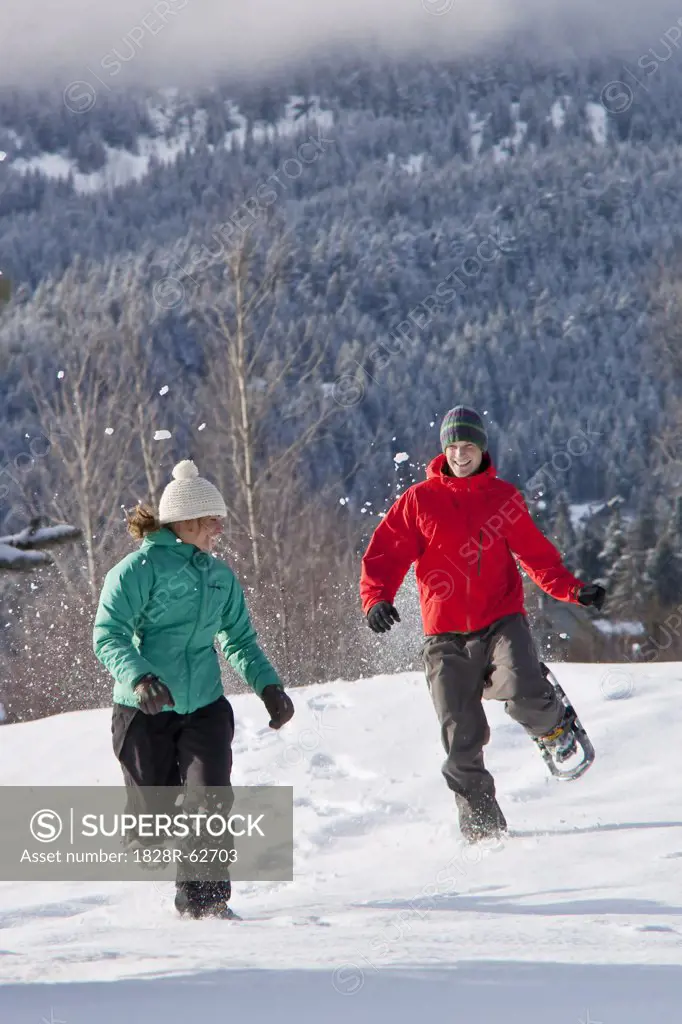 Couple Snowshoeing, Whistler, British Columbian, Canada