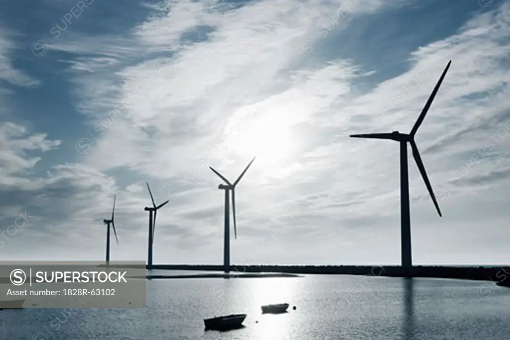 Wind Turbines, Ebeltoft, Syddjurs Municipality, Region Midtjylland, Jutland, Denmark