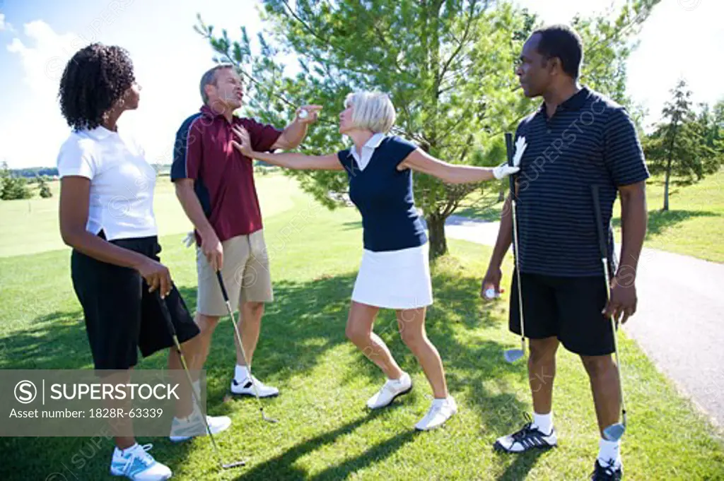 Woman Trying to Break Up Fight Between Golfers