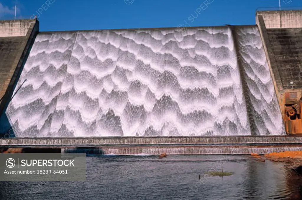 Tinaroo Falls, Reservoir Spillway Overflowing, Australia