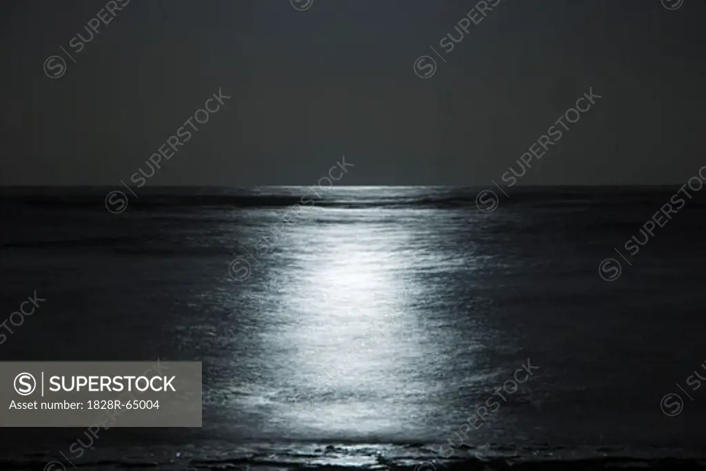 Moonlight on Pacific Ocean, Kauai, Hawaii, USA