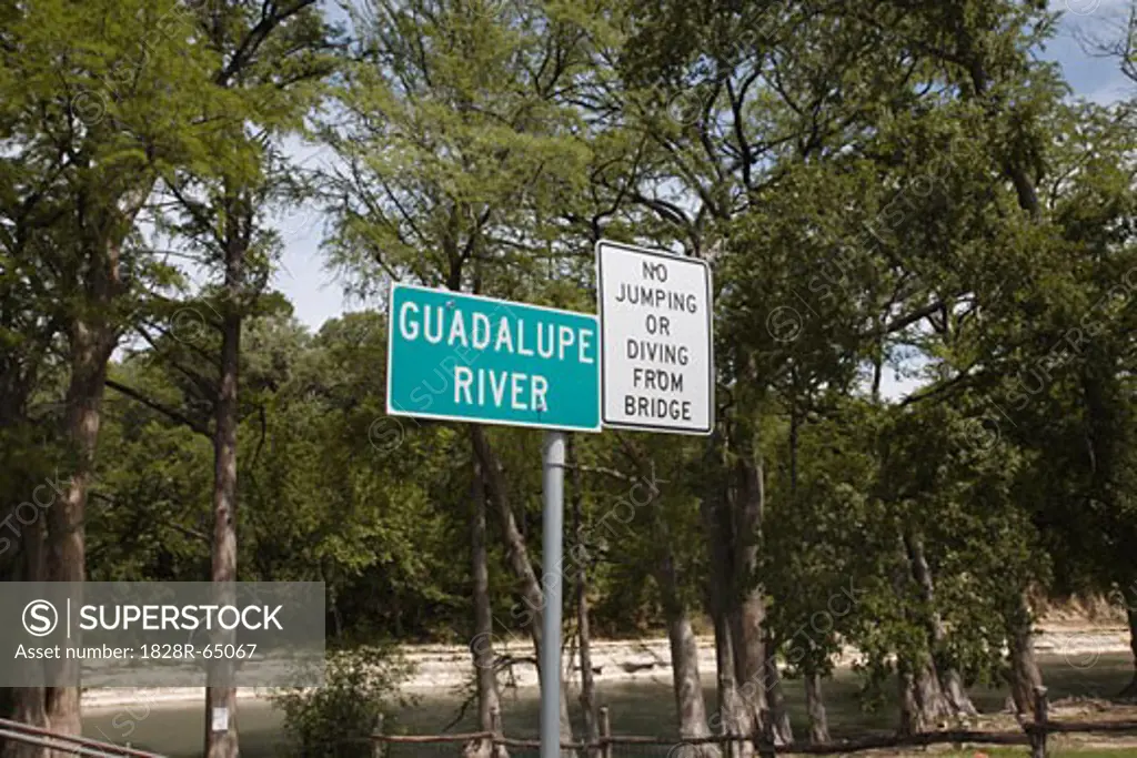Guadalupe River Sign, Texas, USA