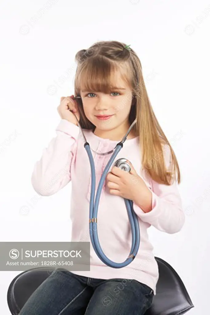 Little Girl Holding Stethoscope
