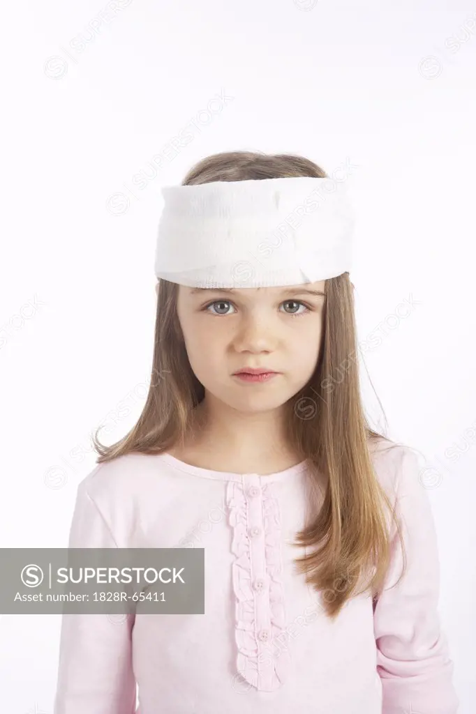 Girl With a Bandage on Her Head