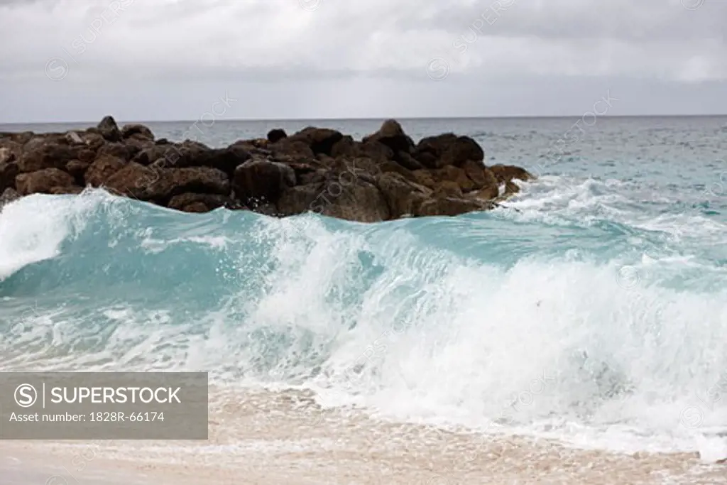 Waves Crashing on Rocky Beach, Paradise Island, Bahamas