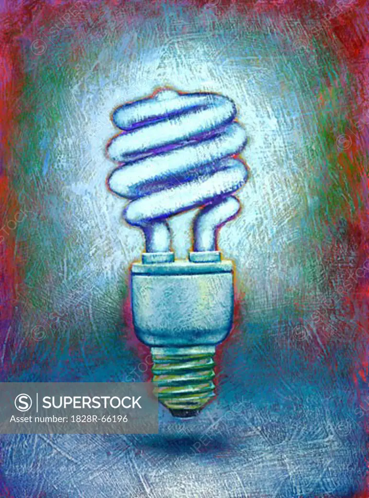 Painting of a Compact Flourescent Lightbulb