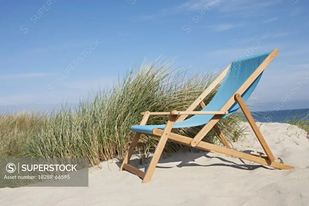Beach Chair at Beach, Vorupoer, Nordjylland, Jylland, Denmark