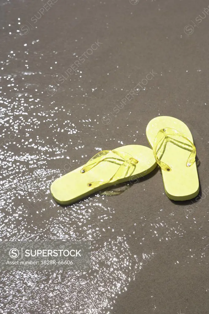 Flip Flops on Beach, Hulsig, Skagen, Nordjylland, Jutland Peninsula, Denmark