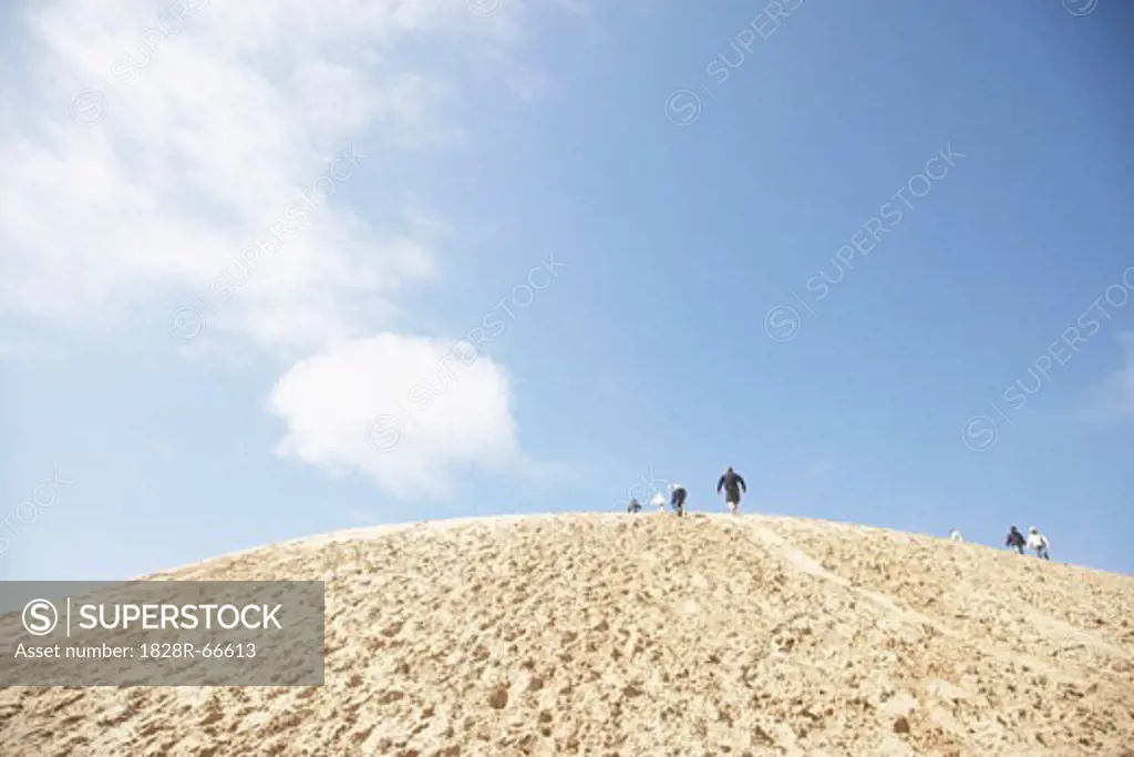 People on Sand Dune, Rubjerg Knude, Hjorring, Nordjylland, Jylland, Denmark