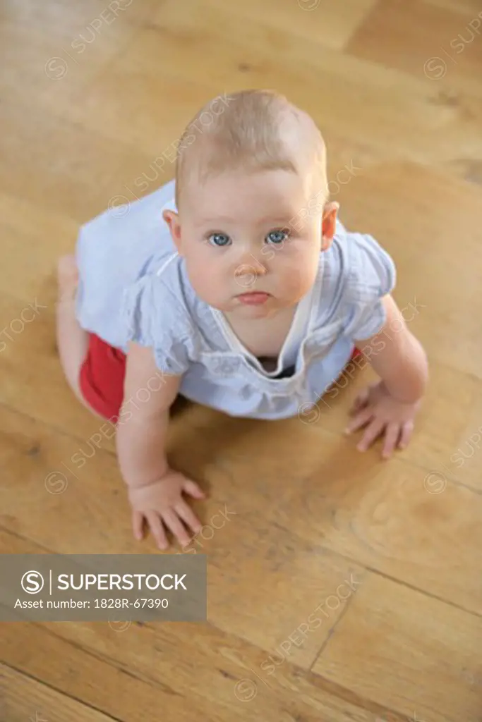 Baby Girl Crawling on the Floor