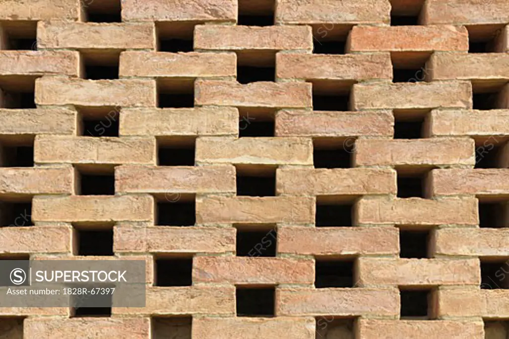 Wall of Bricks, Asciano, Siena Province, Tuscany, Italy