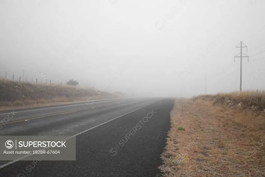 Road and Fog, Alpine, Brewster County, Texas, USA