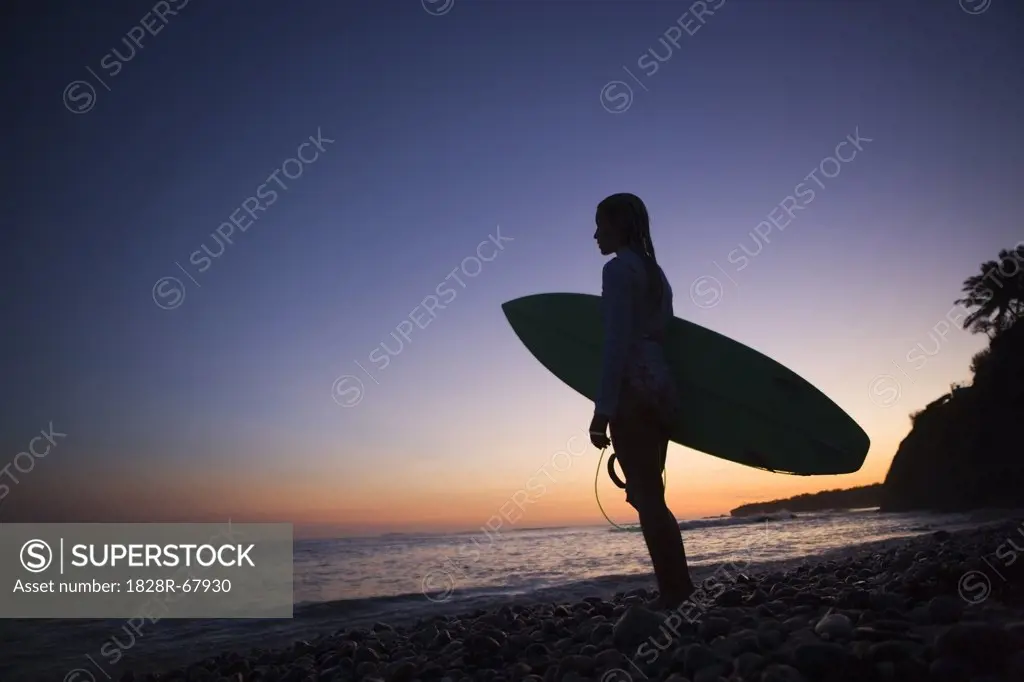 Surfer on the Beach Admiring the Sunset, Punta Burros, Nayarit, Mexico