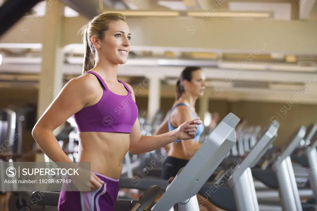 Women on Treadmills in Gym, Seattle, Washington, USA