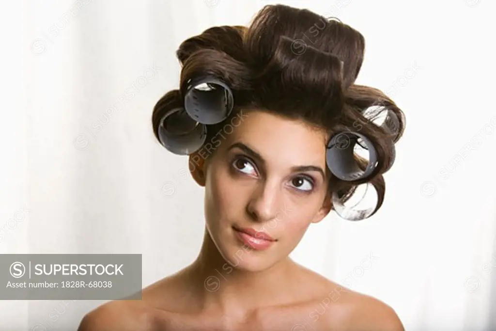 Portrait of Woman With Hair Rollers