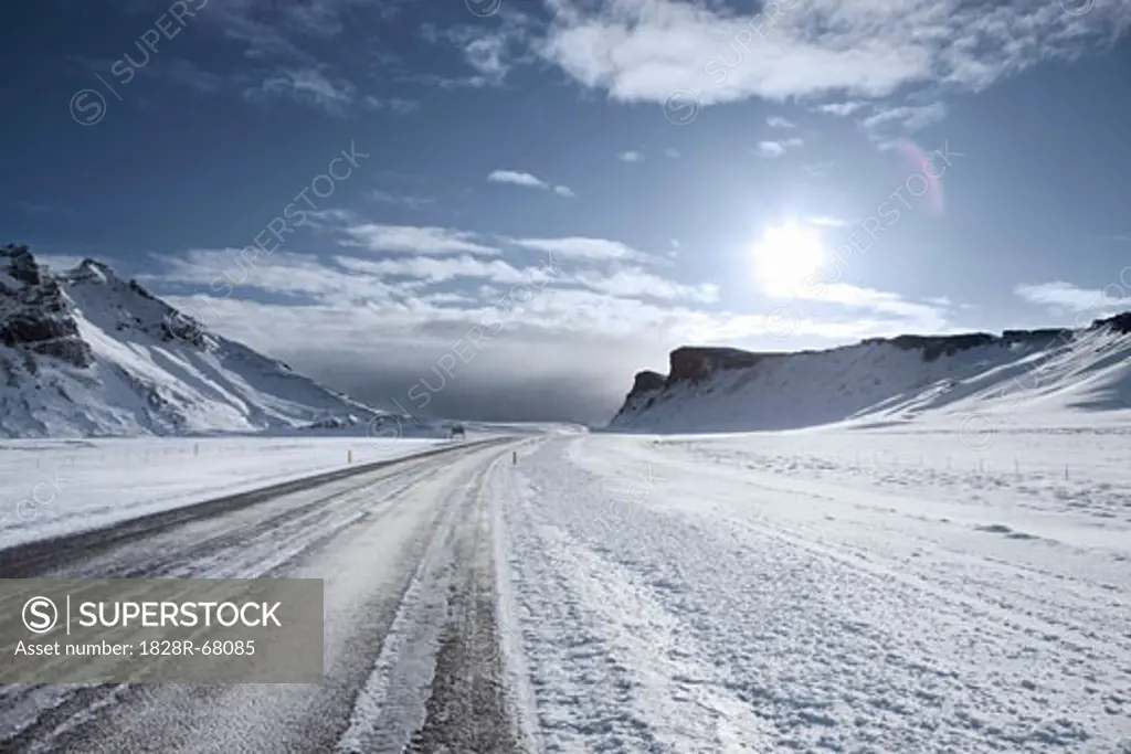Snow Covered Road, Outside of Vik, Iceland