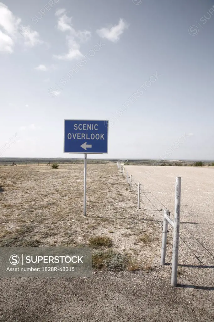Scenic Overlook Sign, Highway, Texas, USA