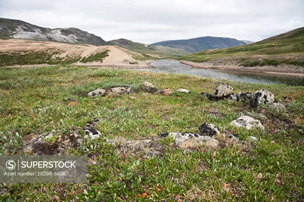 Inuit Archaeological Site at Soper and Livingstone Rivers, Katannilik Territorial Park Reserve, Baffin Island, Nunavut, Canada