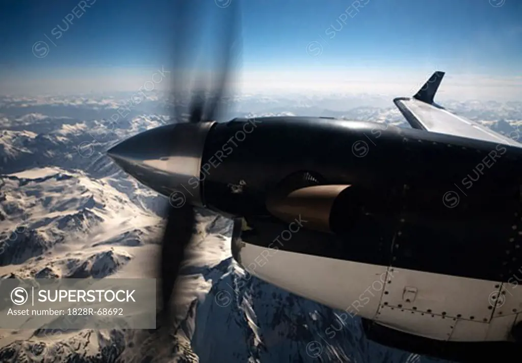 Propeller of Plane over Coast Mountains, British Columbia, Canada