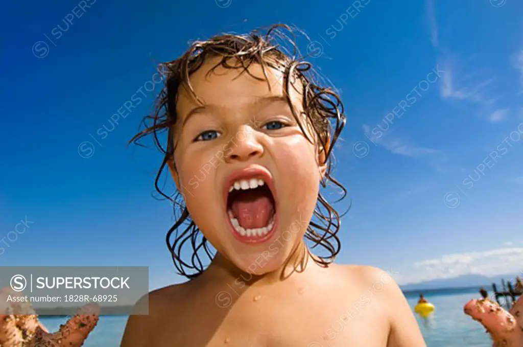 Close-up of Girl Yelling