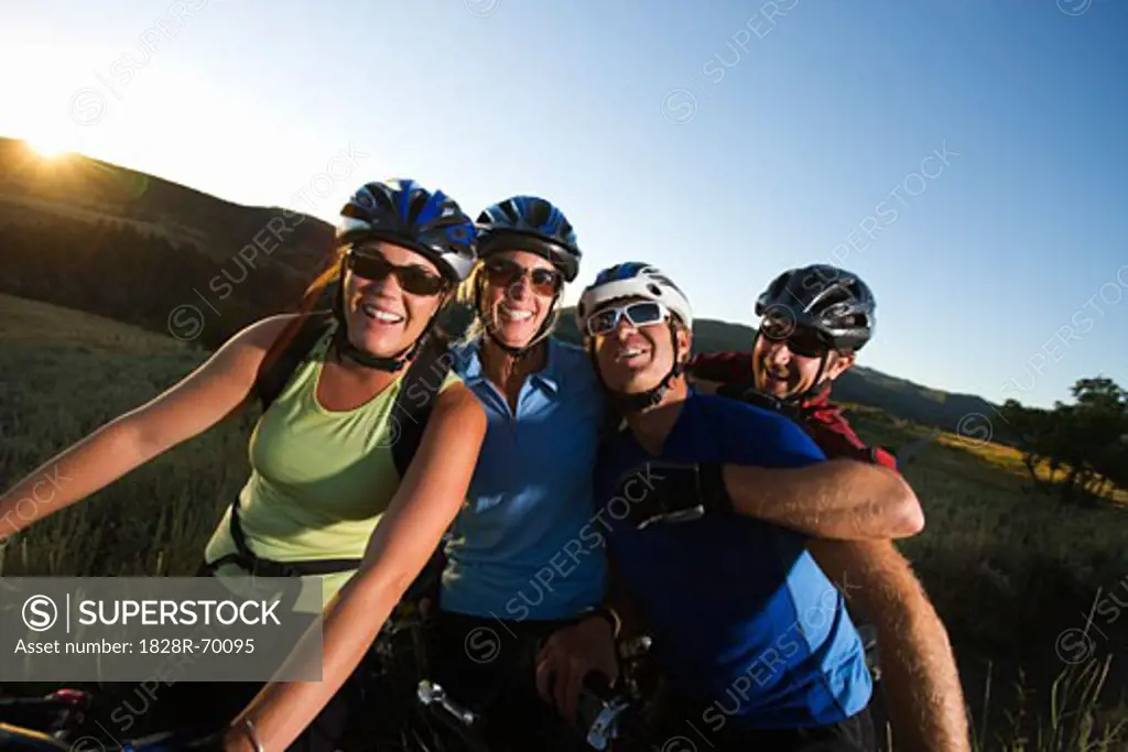 Group of Mountain Bikers, Near Steamboat Springs, Routt County, Colorado, USA